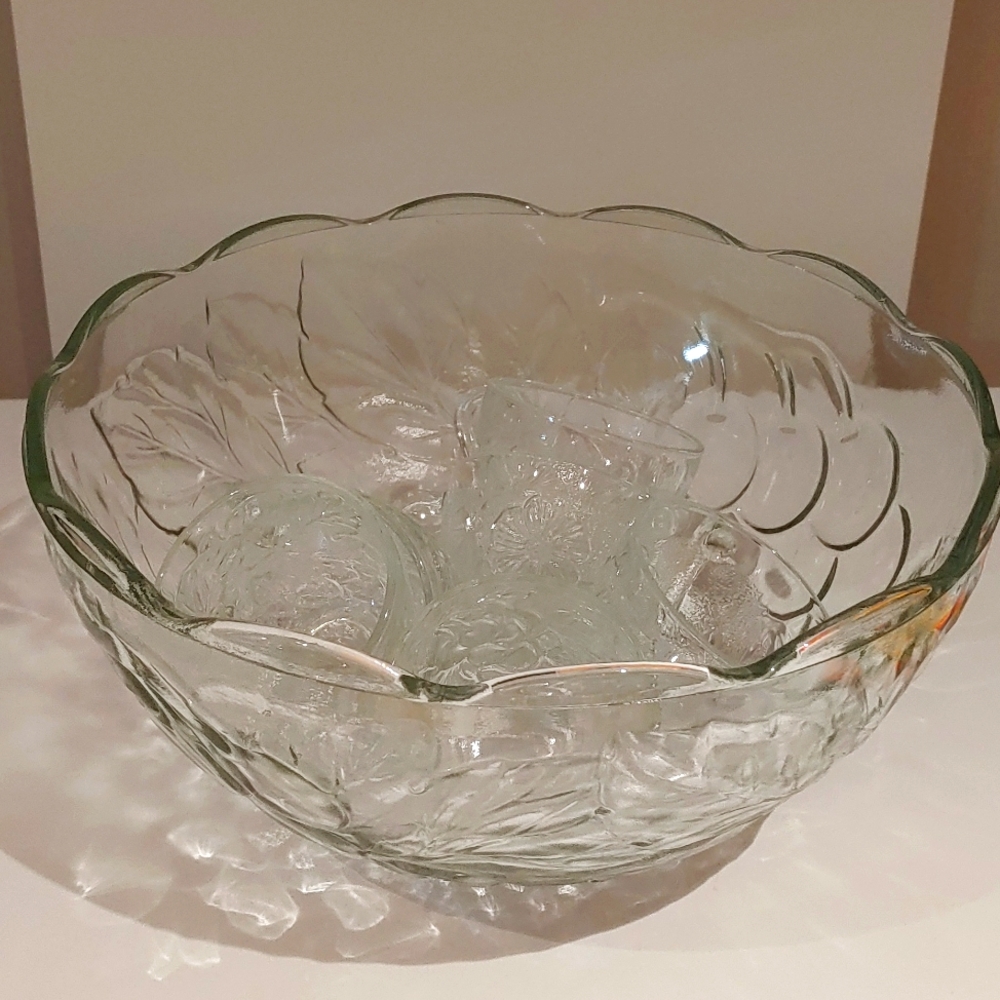 Gibson Glass Punch Bowl + Cups